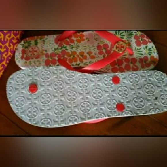 TORY BURCH Floral Flip Flops - sz 11 - Picture 5 of 8